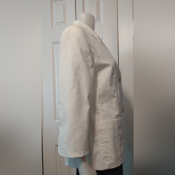 Jaclyn Smith White Line Cotton Spandex Stretch Button Down Long Sleeve Jacket 16 - Picture 3 of 5